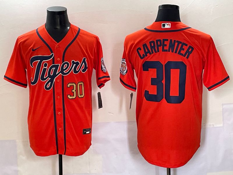 Men 2025 Detroit Tigers #30 Carpenter Orange Game Nike MLB Jersey style 2